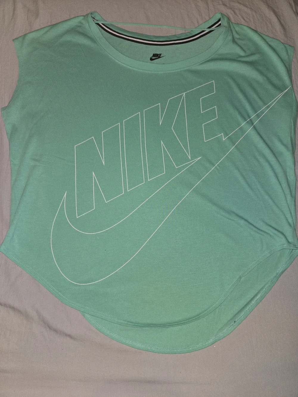 Nike Women's Mint Green Tank with White Outline Logo